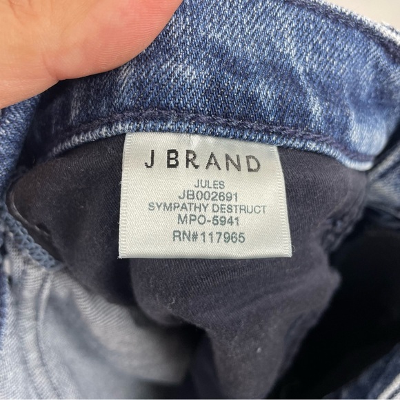 J Brand Jules High Rise Straight Jeans In Sympathy Destruct Women's 27 Raw hems - Picture 5 of 7